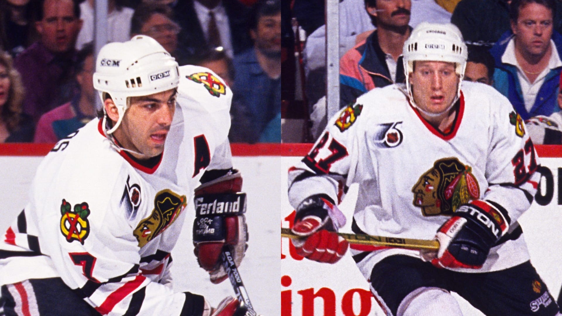Blackhawks Chris Chelios and Jeremy Roenick